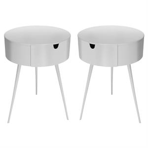 Home Square Furniture White Metal Nightstand - Set of 2