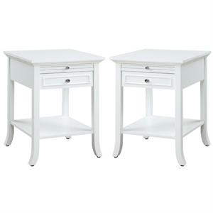 Home Square American Heritage Logan End Table in White Wood Finish - Set of 2