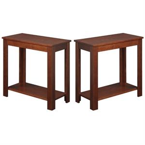 Home Sqaure Chairside End Table in Espresso Mahogany Wood Finish - Set of 2