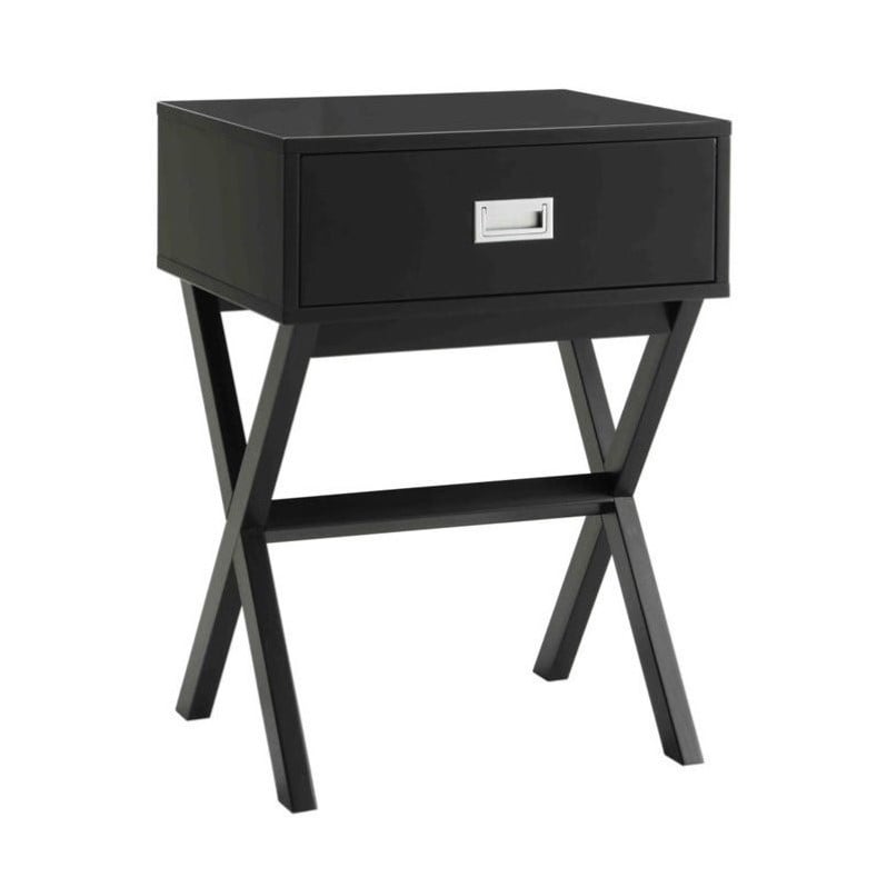Home Square Designs2Go Landon End Table in Black Wood Finish - Set of 2
