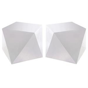 Home Square Stainless Steel Contemporary End Table in Silver - Set of 2