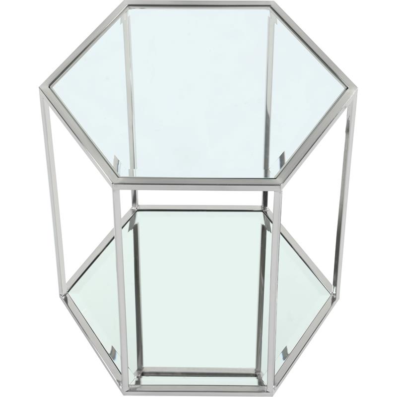 Home Square Sei Modular Stainless Steel and Glass End Table - Set of 2