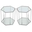 Home Square Sei Modular Stainless Steel and Glass End Table - Set of 2