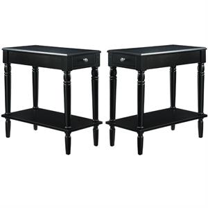 Home Square French Country End Table in Black Wood Finish - Set of 2