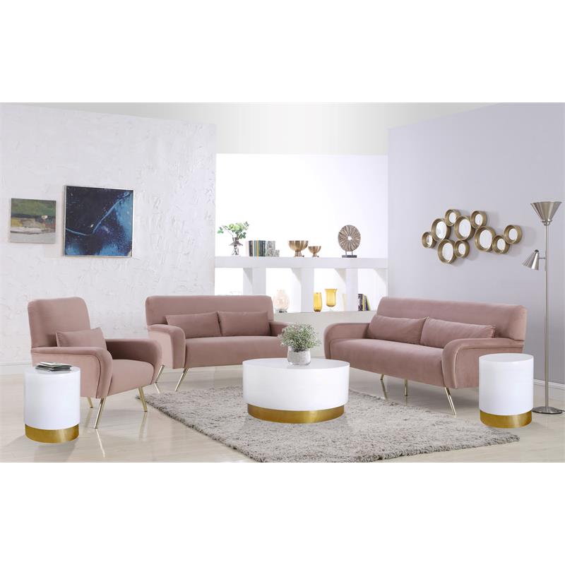Home Square Lacquer Metal End Table with Durable Gold Base - Set of 2