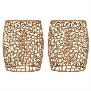 Home Square Furniture Solid Gold Aluminum End Table - Set of 2