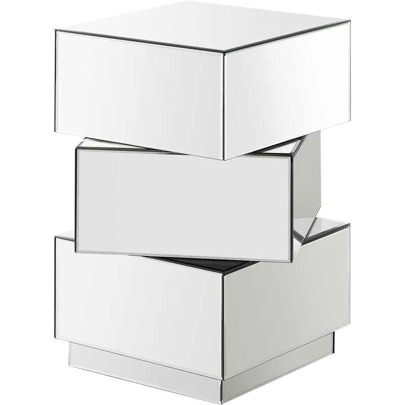 Home Square Stacked Design Mirrored End Table - Set of 2