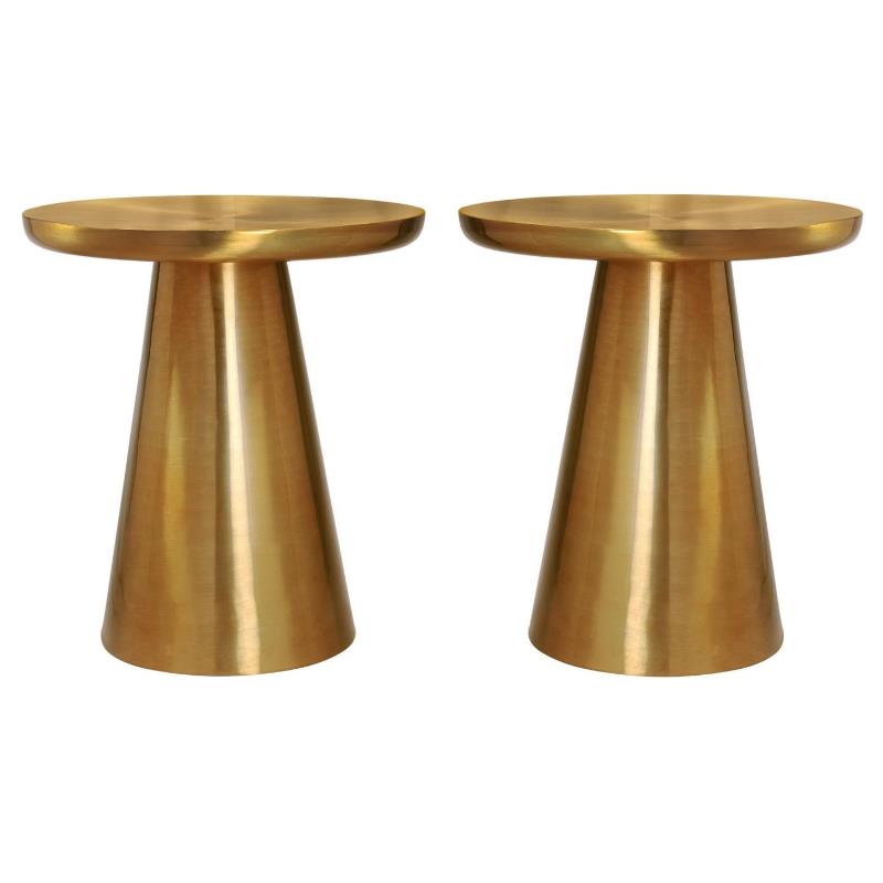Home Square Furniture Brushed Gold Metal End Table - Set of 2