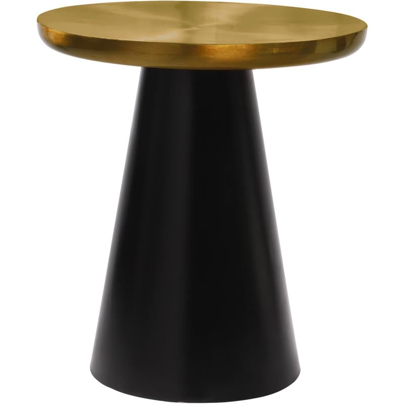 Home Square Brushed Gold Metal End Table with Matte Black Base - Set of 2
