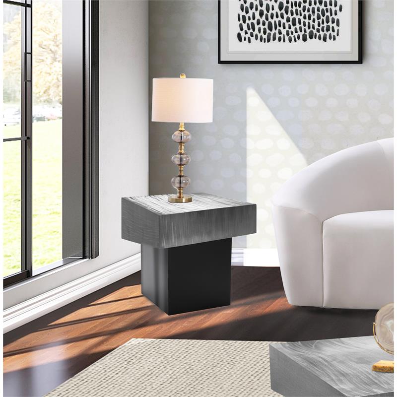 Home Square Palladium Textured Metal End Table in Chrome - Set of 2
