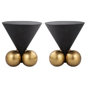 Home Square Cement Textured Top End Table - Set of 2