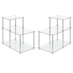 Home Square Designs2Go Three-Tier Clear Glass End Table - Set of 2