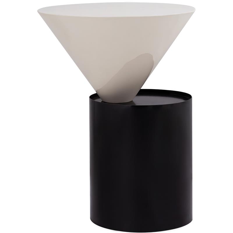 Home Square Metal Top End Table with Matte Black Metal Base - Set of 2