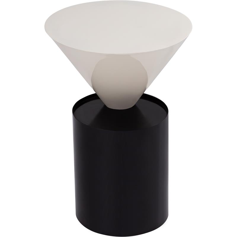 Home Square Metal Top End Table with Matte Black Metal Base - Set of 2