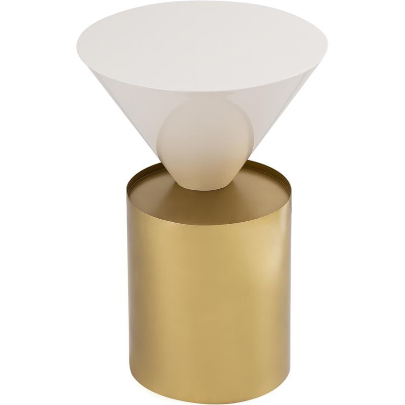 Home Square Metal Top End Table with Brushed Brass Metal Base - Set of 2
