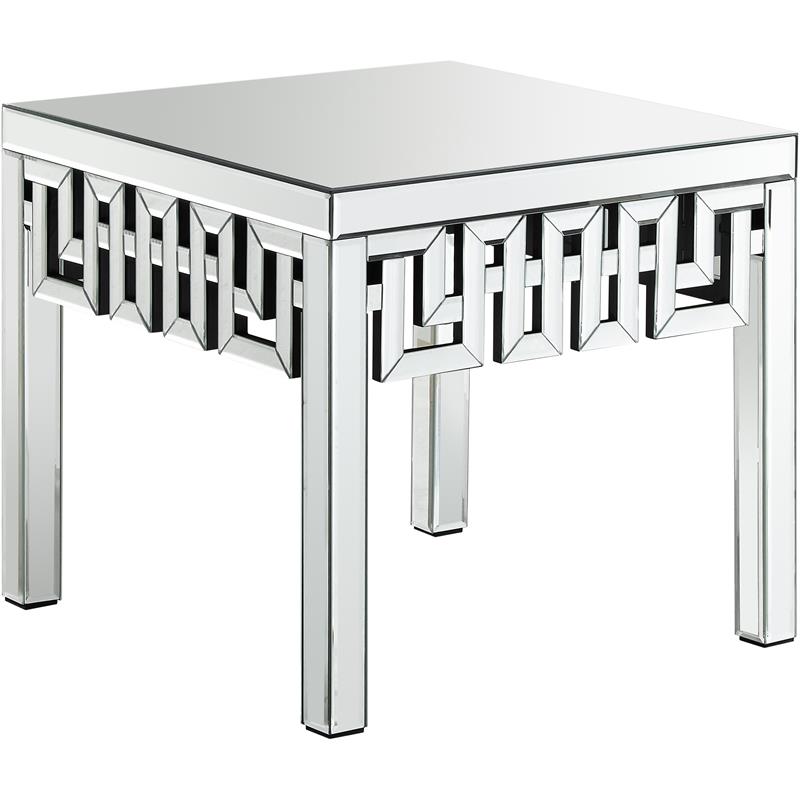 Home Square Mirrored Geometric Designed End Table - Set of 2