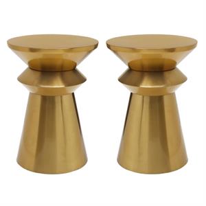 Home Square Rich Gold Brushed Metal End Table - Set of 2