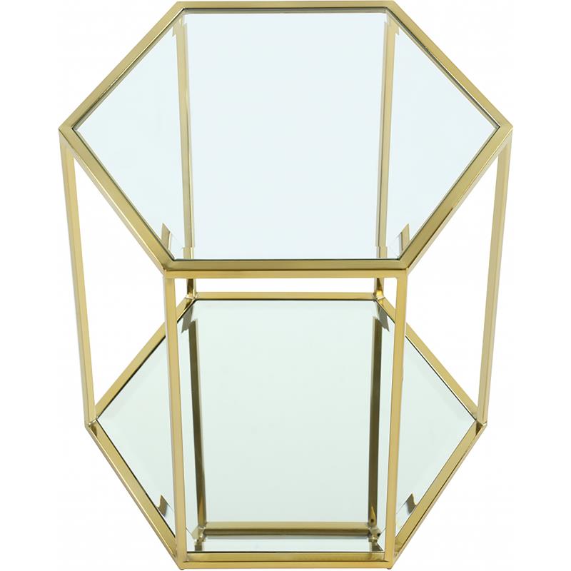 Home Square Modular Stainless Steel and Glass End Table - Set of 2