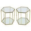 Home Square Modular Stainless Steel and Glass End Table - Set of 2