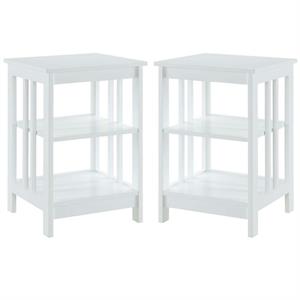Home Square Mission Square End Table in White Wood Finish - Set of 2