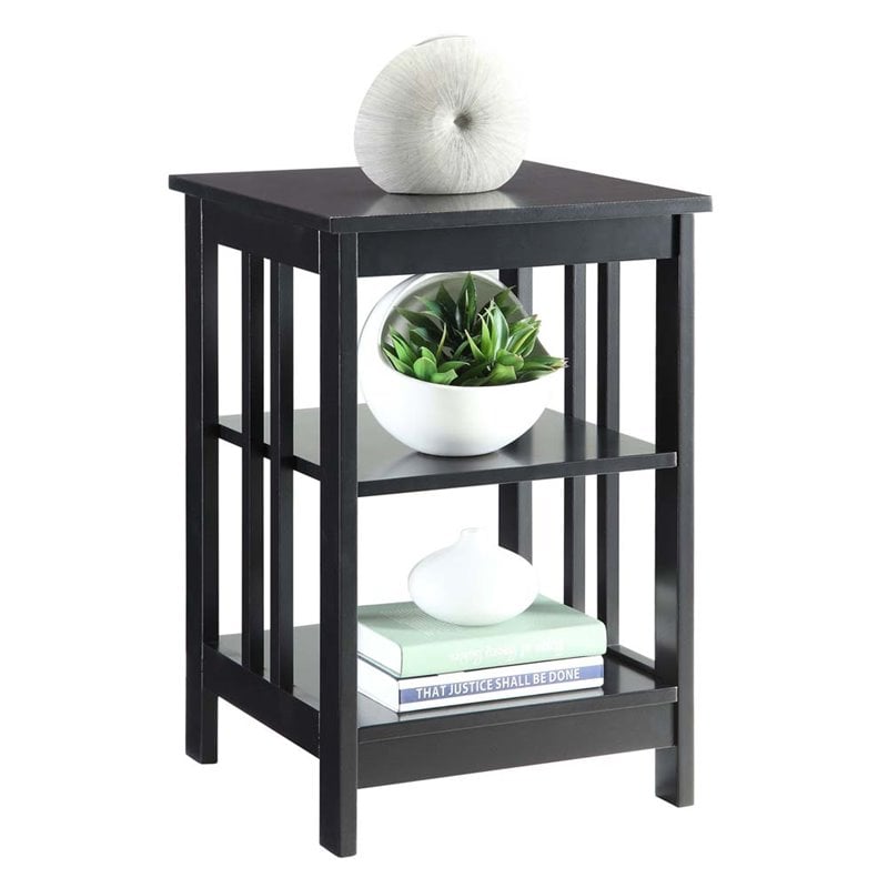 Home Square Mission Square End Table in Black Wood Finish - Set of 2
