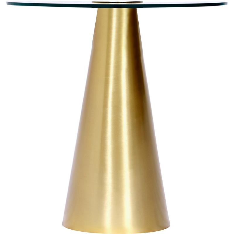 Home Square Glass Top End Table with Brushed Gold Iron Base - Set of 2