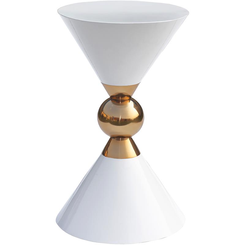 Home Square White and Gold Metal Hourglass Shaped End Table - Set of 2
