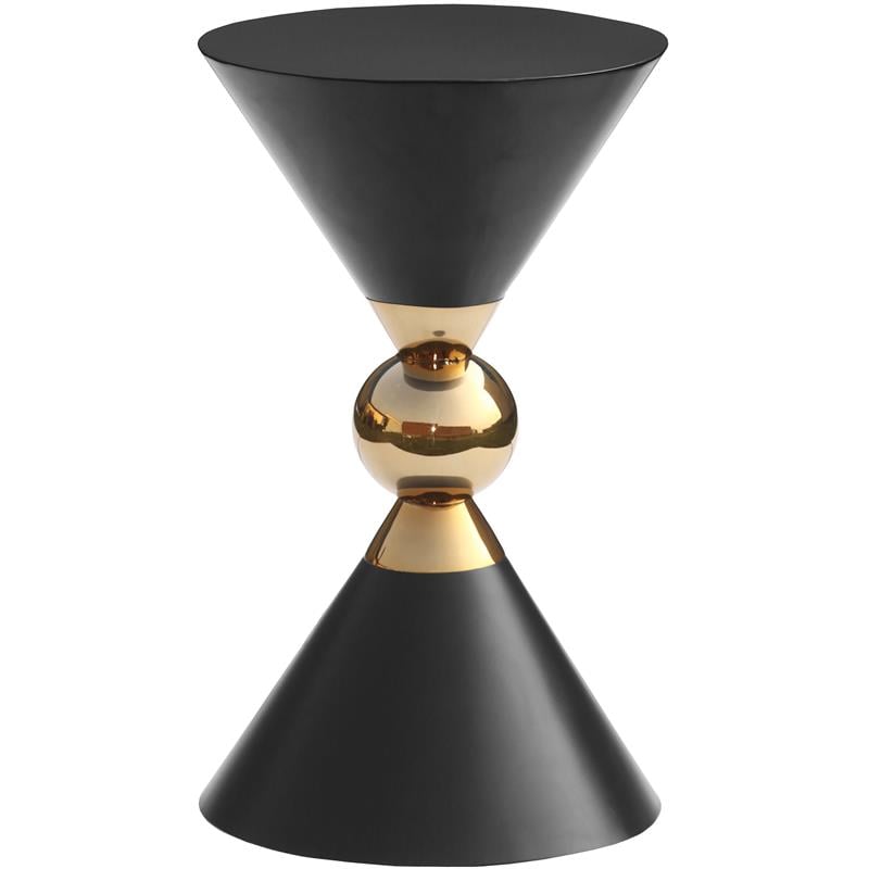Home Square Black and Gold Metal Hourglass Shaped End Table - Set of 2