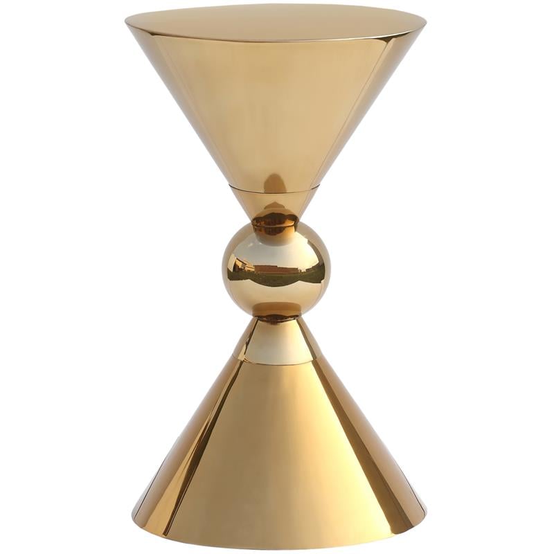 Home Square Gold Metal Hourglass Shaped End Table - Set of 2