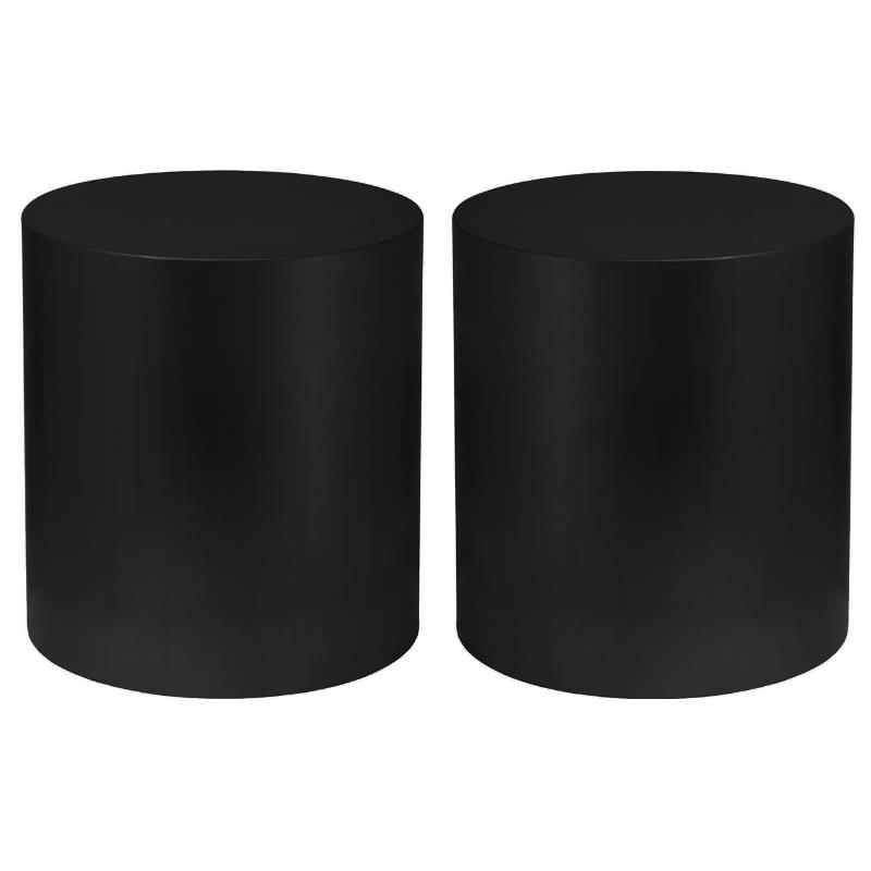 Home Square Round Matte Black Metal End Table - Set of 2