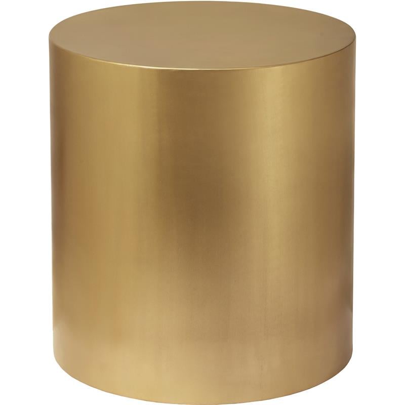 Home Square Round Brushed Gold Metal End Table - Set of 2