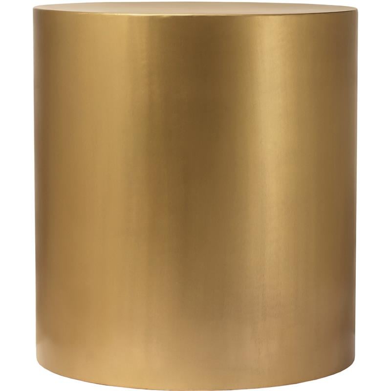 Home Square Round Brushed Gold Metal End Table - Set of 2