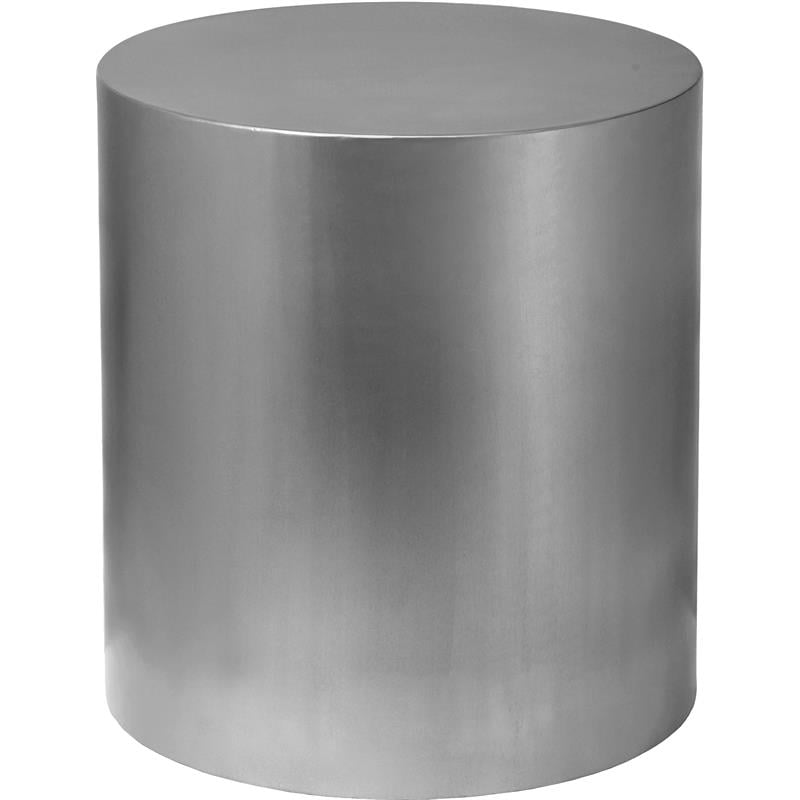 Home Square Round Brushed Chrome Metal End Table - Set of 2