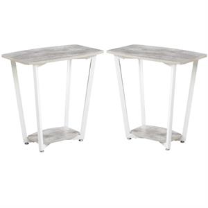 Home Square Graystone End Table in Gray and White Wood Finish - Set of 2