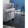 Home Square Faux Marble Round End Table in Silver Metal Frame - Set of 2