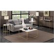 Home Square Faux Marble Chairside Table in Gold Metal Frame - Set of 2