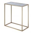 Home Square Faux Marble Chairside Table in Gold Metal Frame - Set of 2
