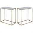 Home Square Faux Marble Chairside Table in Gold Metal Frame - Set of 2