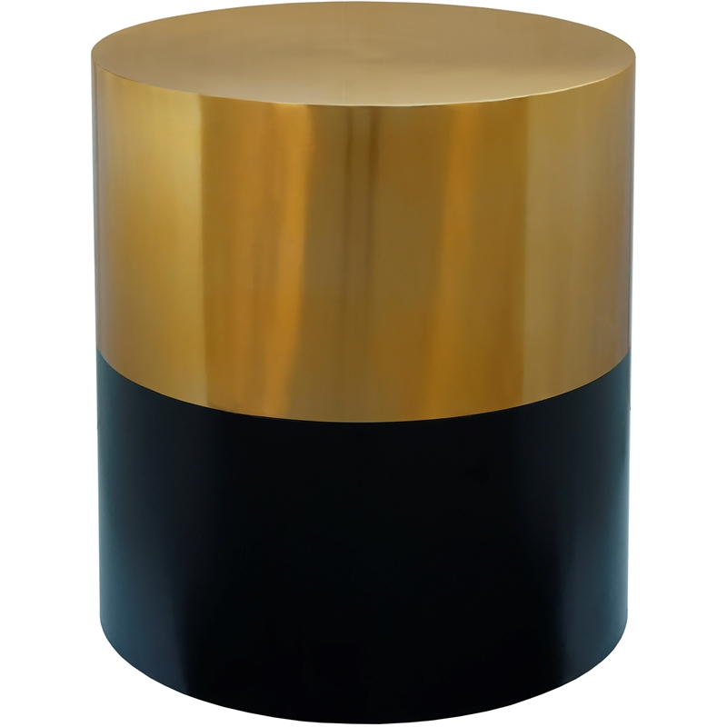 Home Square Sun Brushed Gold Top End Table with Matte Black Base - Set of 2