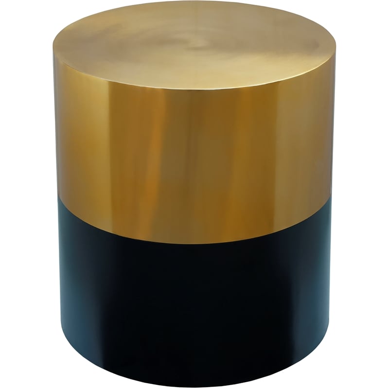 Home Square Sun Brushed Gold Top End Table with Matte Black Base - Set of 2