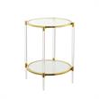 Home Square Acrylic Clear Glass End Table with Gold Frame - Set of 2