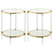 Home Square Acrylic Clear Glass End Table with Gold Frame - Set of 2
