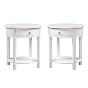 Home Square Accents Cypress End Table in White Wood Finish - Set of 2