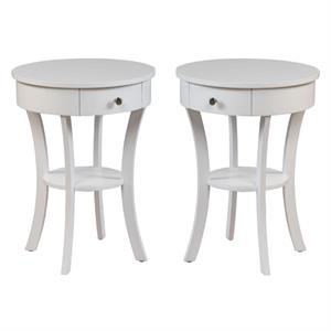 Home Square Furniture End Table in White Wood Finish - Set of 2