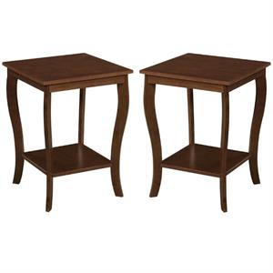 Home Square Furniture End Table in Espresso Wood Finish - Set of 2