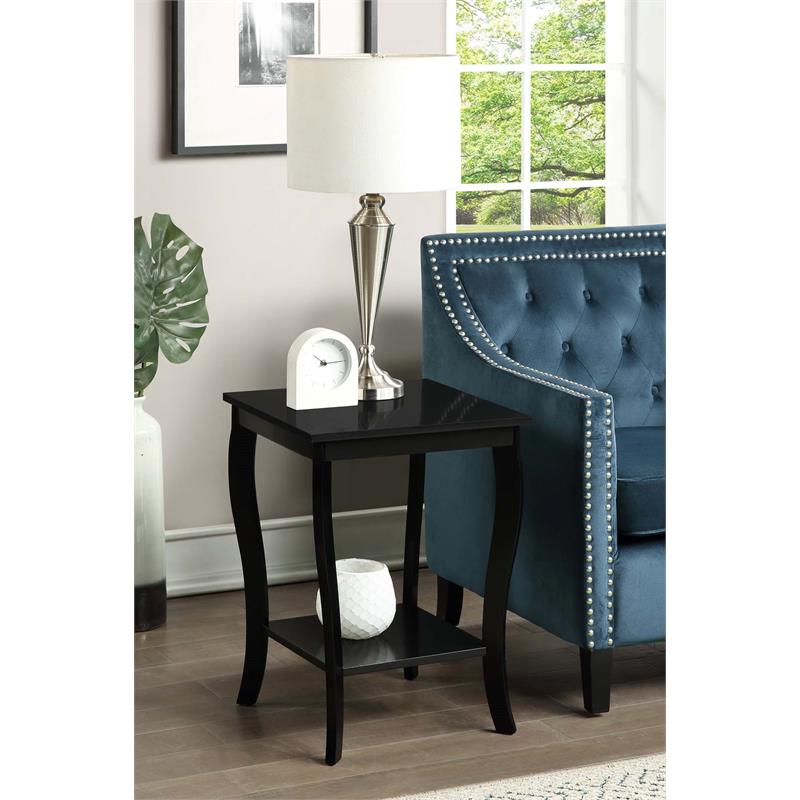 Home Square Furniture Square End Table in Black Wood Finish - Set of 2