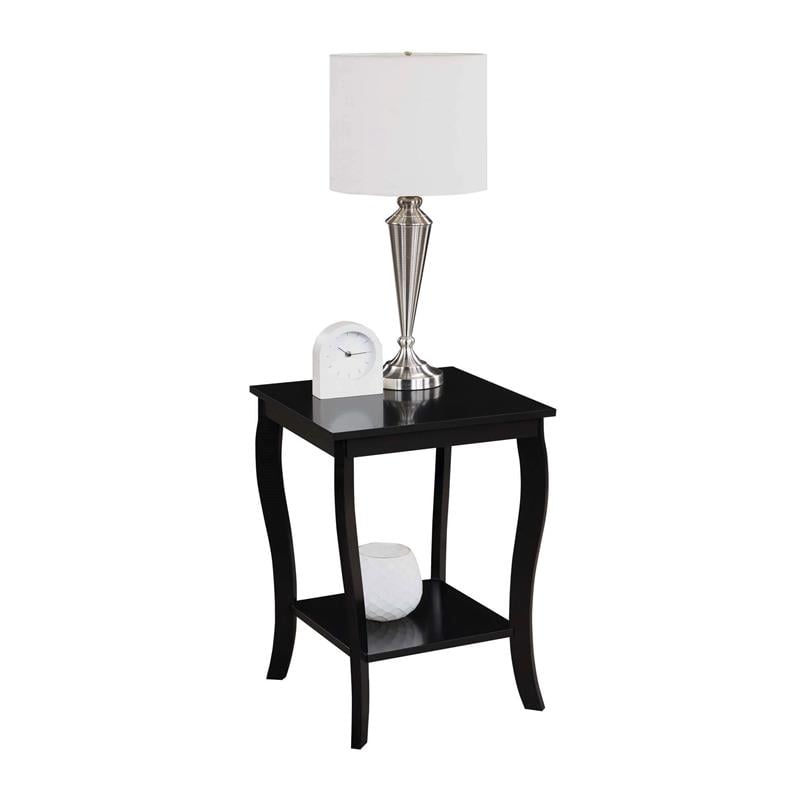 Home Square Furniture Square End Table in Black Wood Finish - Set of 2