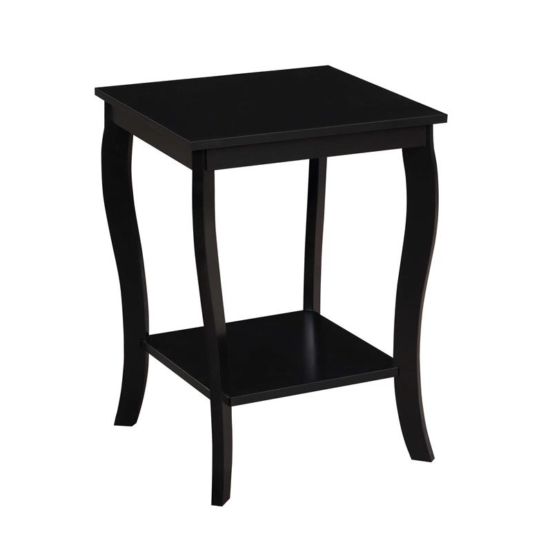 Home Square Furniture Square End Table in Black Wood Finish - Set of 2