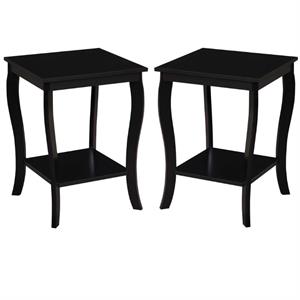 Home Square Furniture Square End Table in Black Wood Finish - Set of 2