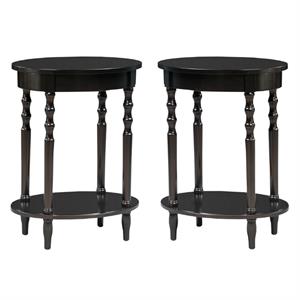 Home Square Accents Brandi Oval End Table in Black - Set of 2